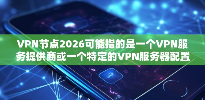 VPN节点2026可能指的是一个VPN服务提供商或一个特定的VPN服务器配置。如果你正在使用或计划使用一个以2026命名的VPN节点，以下是一些常见问题和解答，可能会对你有所帮助